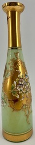 lot 127 image: Vintage Bischoff Czechoslovakian Hand-Painted Glass Bottle with Gold Trim and Floral Design