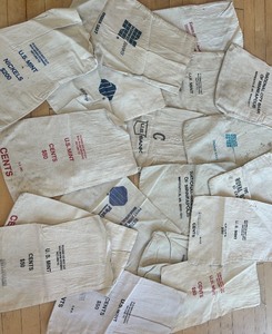 lot 133 image: Collection of Vintage Canvas Bank Coin Bags Assorted Brands
