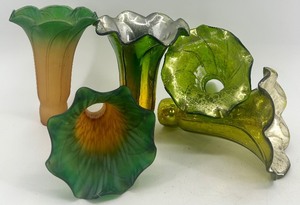 lot 135 image: Set of 5 Vintage Mercury Glass Epergne Trumpet Vases