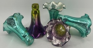 lot 136 image: Set of 5 Vintage Ruffled Mercury Glass Vase Inserts