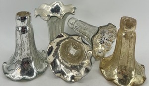 lot 183 image: Set of 5 Antique Mercury Glass Lamp Shade Covers
