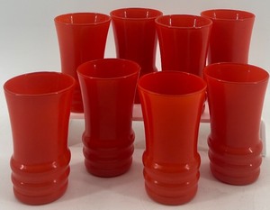 lot 187 image: Set of 8 Vintage Anchor Hocking Red Glass Tumblers