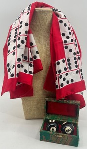 lot 189 image: Perry Ellis Domino Print Scarf with Decorative 8 Ben Wa  Ball Baoding Balls in Box