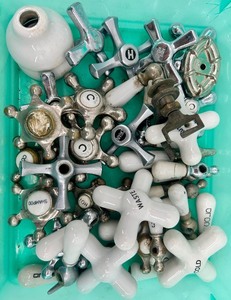 lot 262 image: Assorted Vintage Metal and Ceramic Faucet Handles Collection