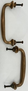 lot 265 image: Set of 2 HEAVY Vintage Brass Drawer Pull Handles with Mounting Hardware