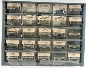 lot 269 image: Hardware Organizer Cabinet with Assorted Nuts, Bolts, Washers, and Fasteners
