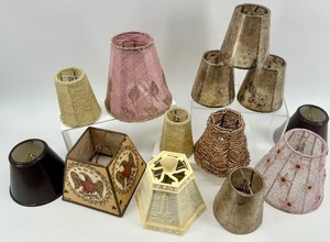 lot 279 image: Collection of 13 Vintage Miniature Lamp Shades Assorted Styles
