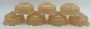 lot 285 image: Set of 7 Vintage Frosted Glass Lamp Shades with Clear Decorative Edge