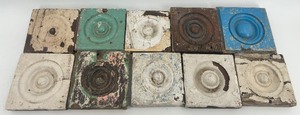 lot 306 image: Set of 10 Salvaged Antique Rosette Wood Trim Blocks