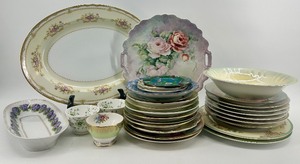 lot 307 image: Huge Lot of Vintage Hand Painted China Serving Platters and Plates including Noritake