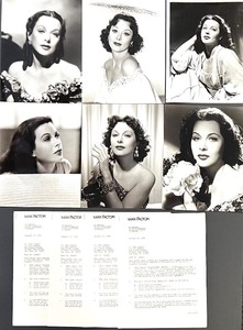 lot 200 image: Set of 6 Hedy Lamarr Publicity Photographs with Max Factor Documents Copies