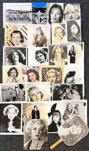 lot 211 image: Vintage Hollywood Starlet Photo Collection and Fan with Autographs