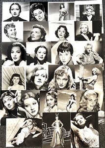 lot 216 image: Collection of 24 Vintage Hollywood Actress 8x10 Photographs Featuring Greta Garbo, Katherine Hepburn, Paulette Goddard, Bette Davis and more
