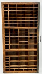 lot 346A image: Vintage Keystone Wooden Printers Type Tray Drawer with Compartments with Handle