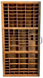 lot 346B image: Vintage Keystone Wood Printer Type Tray Drawer with Handle