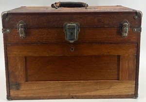 lot 348 image: Vintage Wood Machinist Tool Chest with Drawers and Mirror