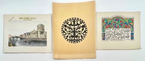 lot 354 image: Collection of 3 Irish Art Prints Including Hand-Colored Scenic and Celtic Designs