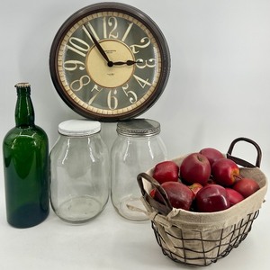 lot 366 image: Vintage James Buchanan Green Bottle with Cork-N-Seal and 2 Large Glass Jars