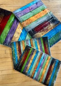 lot 372 image: NEW Set of 4 Colorful Multi-Size Floor Mats with Striped Design
