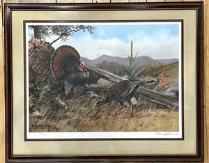 lot 379 image: Owen J. Gromme Signed and Numbered 32009500 Wild Turkey Framed Art Print