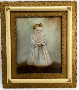 lot 388A image: Antique Framed Portrait Painting of Child with Ornate Artisan Made Gilt Frame