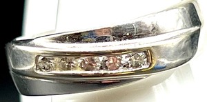 lot 5A image: 10KT White Gold Diamond Band Ring, Size 10.5