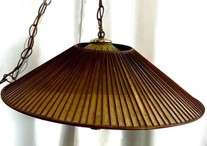 lot 315 image: Vintage Hanging Pendant Lamp with Mid-Century Style Shade and Chain