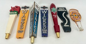 lot 89A image: Collection of 7 Vintage Beer Tap Handles Including Petes Wicked and Mich Golden