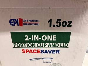 lot 122 image: 4x 50ct Sleeves 2-in-one 1.5oz Portion Cup & Attached Lid