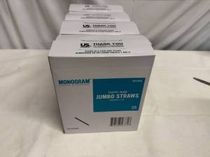 lot 100 image: 4x 500 Plastic Black Jumbo Straws-Unwrapped 7.75