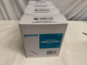 lot 101 image: 4x 500 Plastic Black Jumbo Straws-Unwrapped 7.75