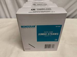 lot 103 image: 4x 500 Plastic Black Jumbo Straws-Unwrapped 7.75