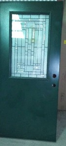 lot 418 image: TruTech Decorative Exterior Door, 36 in, GreenWhite.