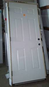 lot 450 image: Bayer 4 Panel Pre-hung  Exterior 32 in. Door.