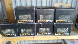 lot 809 image: Wood pro Coil Nails, Nails, Screws.