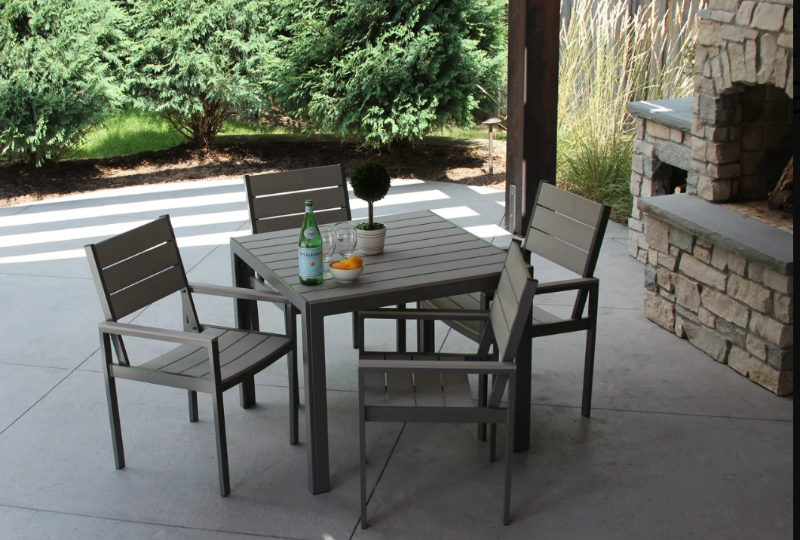 lot 11 image: Winston 5pc Outdoor Dining Set - GrayGray Aluminum frame, with Polywood top