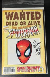 lot 43 image: The Amazing Spiderman Wanted Dead of Alive #432 Signed by John Romita Jr. Comic Book