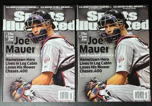 lot 83 image: (2) Joe Mauer 2009 Sports Illustrated Magazines Minnesota Twins