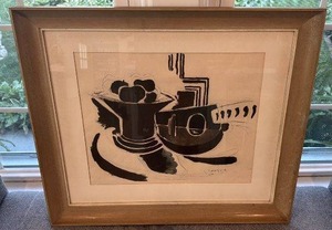 lot 3 image: Framed Abstract Artwork Signed G. Braque 27.5 x 24 in