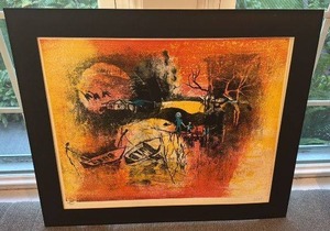 lot 9 image: Signed and Numbered Abstract Print with Black Matt 23x19
