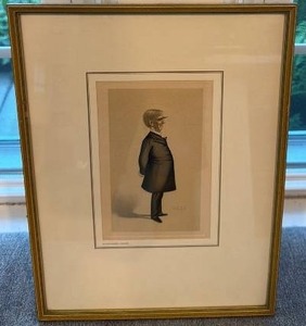 lot 30 image: Framed Vanity Fair Caricature Print of Oliver Wendell Holmes 11.5 x 15 in