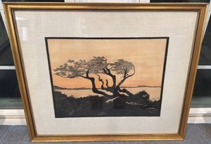 lot 40 image: 1939 Signed Max Land Framed Landscape Artwork 25.5 x 21.5
