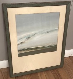 lot 47 image: Framed 17 x 21.5 Abstract Landscape Print Unsigned