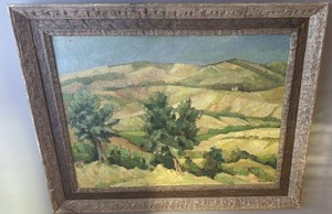 lot 52 image: Valerio Cheli Signed Landscape Oil Painting Colline di Riccione 1969