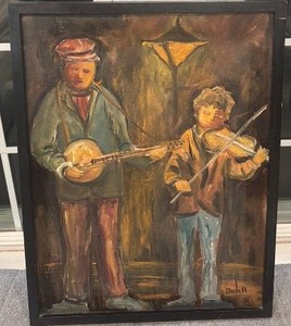 lot 63 image: Signed Bedell Framed Original Painting of Musicians 19x25