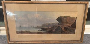 lot 64 image: Framed Landscape Painting Signed Lower Left 26 x 14.5 in