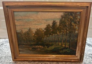 lot 70 image: Framed Signed Landscape Oil Painting 11 12 x 13 12 Inches