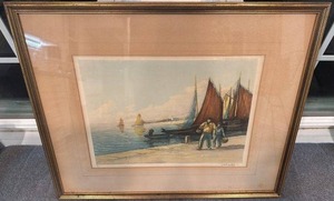 lot 78 image: Framed Limited Edition Signed Etching by Calvaty - Nautical Scene