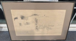 lot 83 image: Signed Nelson R.A. 1960 Framed Abstract Pencil Drawing, 21.5x14.5
