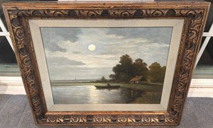 lot 86 image: Signed Framed Landscape Painting by H. Verhaaf 21x17